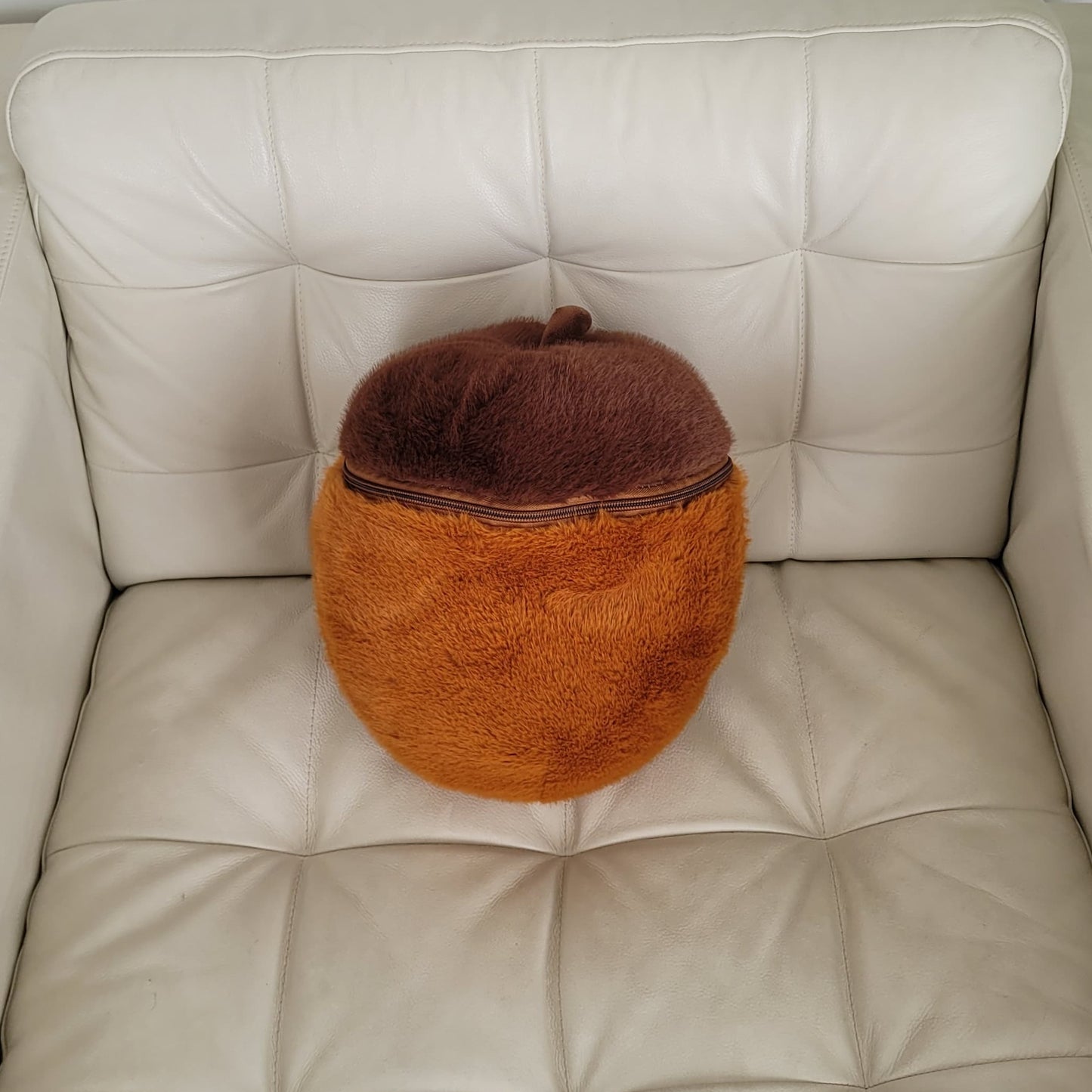 a plushie nut with a squirrel plushie inside