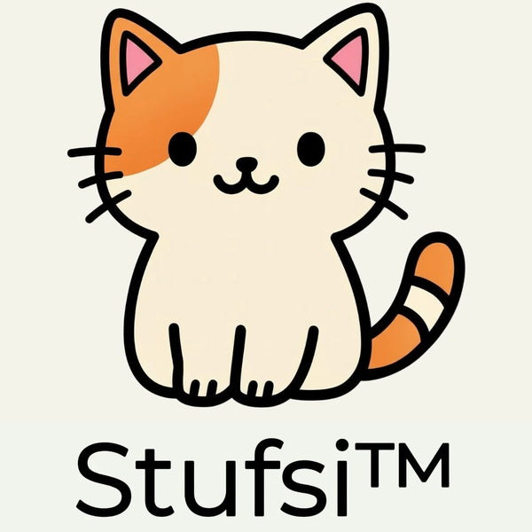 Cartoon cat with orange and white fur and 'StufsITM' text below on a light background